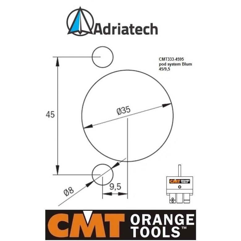 CMT Głowica do wierceń pod zawiasy - system Blum 45/9,5 (CMT333-4595)