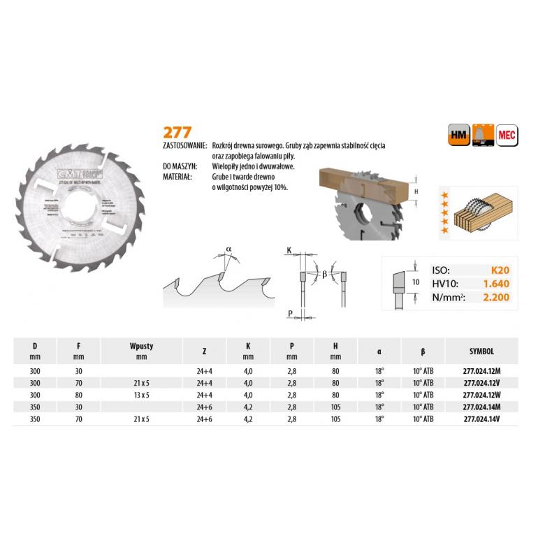 CMT Piła do wielopił o grubym zębie 350mm (277.024.14V)