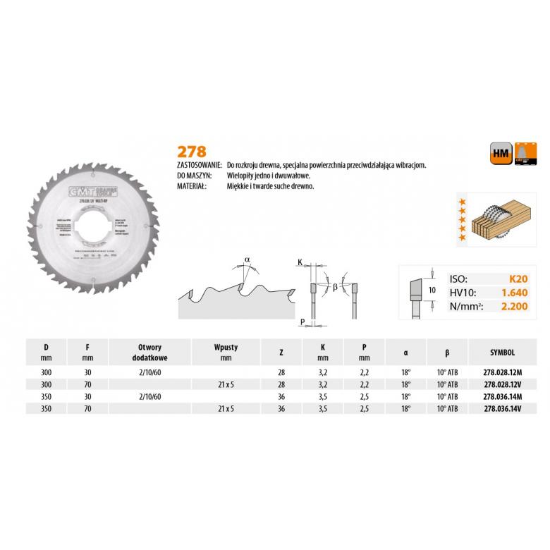 CMT Piła do wielopił z ogranicznikiem posuwu 300mm (278.028.12V)