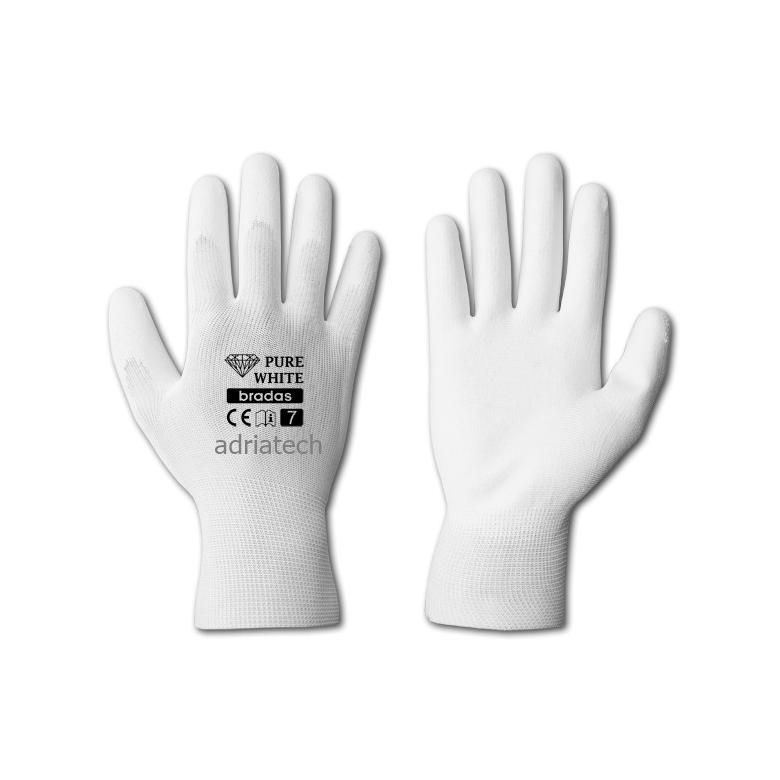 Bradas  Rękawice ochronne PURE WHITE poliuretan, rozmiar 10