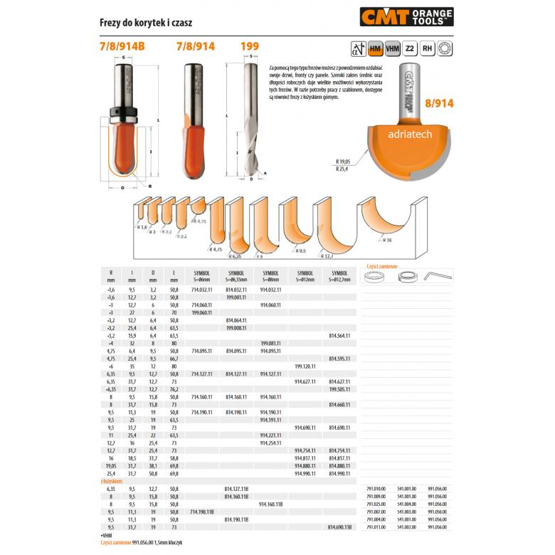 CMT Frez do korytek i czasz