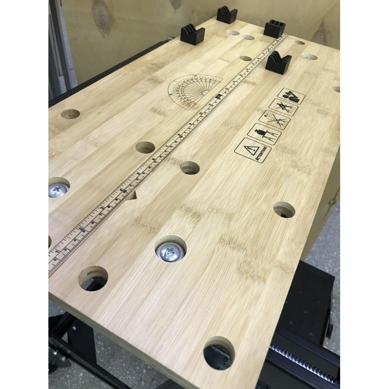 WELDINGER Składany stół warsztatowy 6-stopniowa regulacja, płyta robocza bambus (stół roboczy) 3636