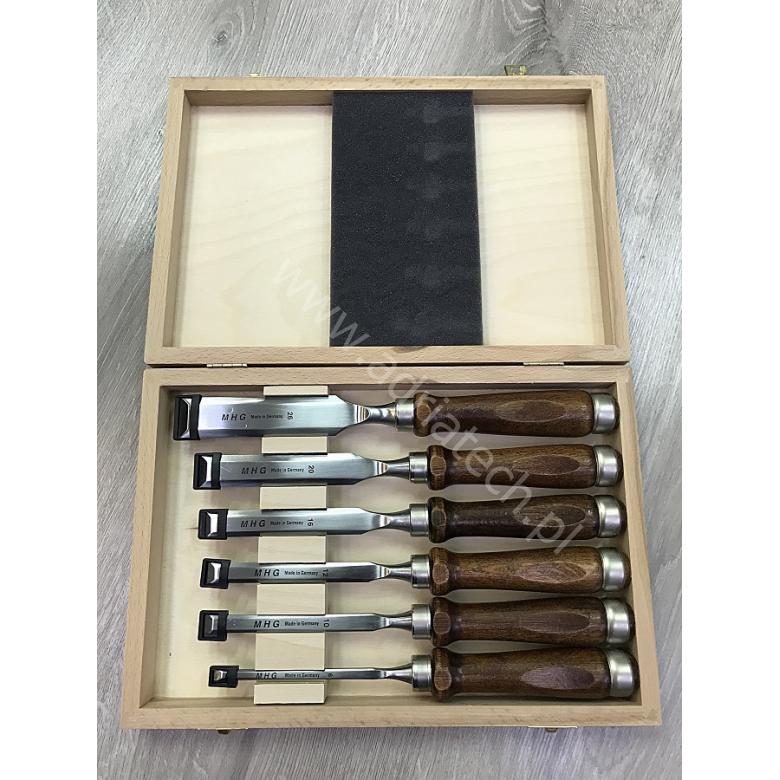 MHG GERMANY Dłuta stolarskie proste z grabową rękojeścią zestaw 6szt (13123.06)