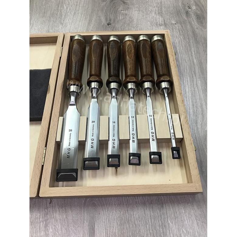 MHG Dłuta ciesielskie proste z grabową rękojeścią 13123.06 zestaw 6szt