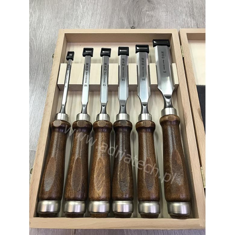 MHG Dłuta ciesielskie proste z grabową rękojeścią 13123.06 zestaw 6szt