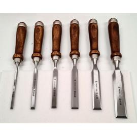 MHG GERMANY Dłuto stolarskie proste z grabową rękojeścią zestaw 6szt (70122.06)