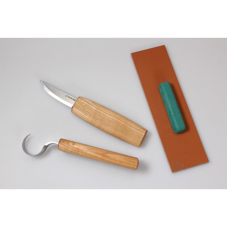 Beavercraft Zestaw do rzeźbienia łyżek (2 noże+akcesoria polerskie) SO1