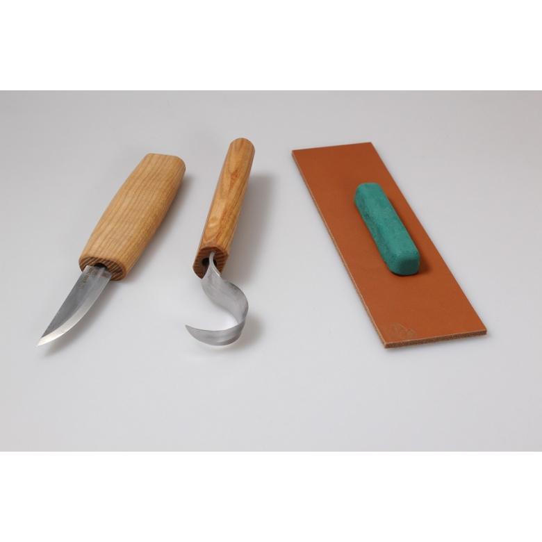 Beavercraft Zestaw do rzeźbienia łyżek (2 noże+akcesoria polerskie) SO1