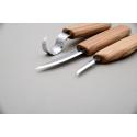 Zestaw 3 noży do rzeźbienia łyżek z akcesoriami do polerowania w etui S13