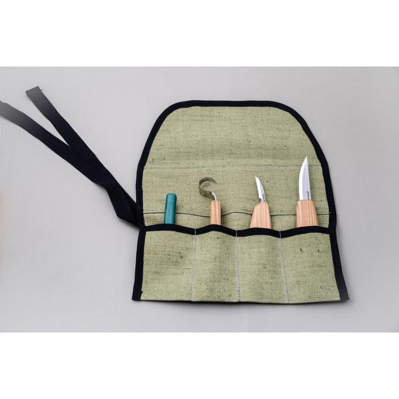 Zestaw 3 noży do rzeźbienia łyżek z akcesoriami do polerowania w etui S13