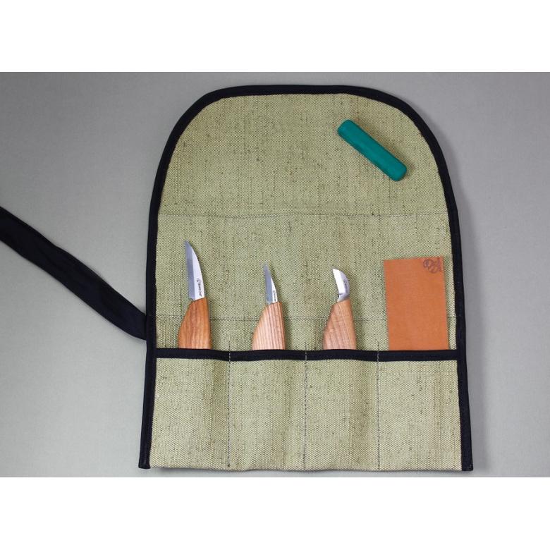 Beavercraft Zestaw 3 noży do rzeźbienia z akcesoriami polerskimi w etui S15