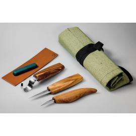 Beavercraft Zestaw 3 noży do rzeźbienia łyżek z akcesoriami do polerowania w etui S17 2