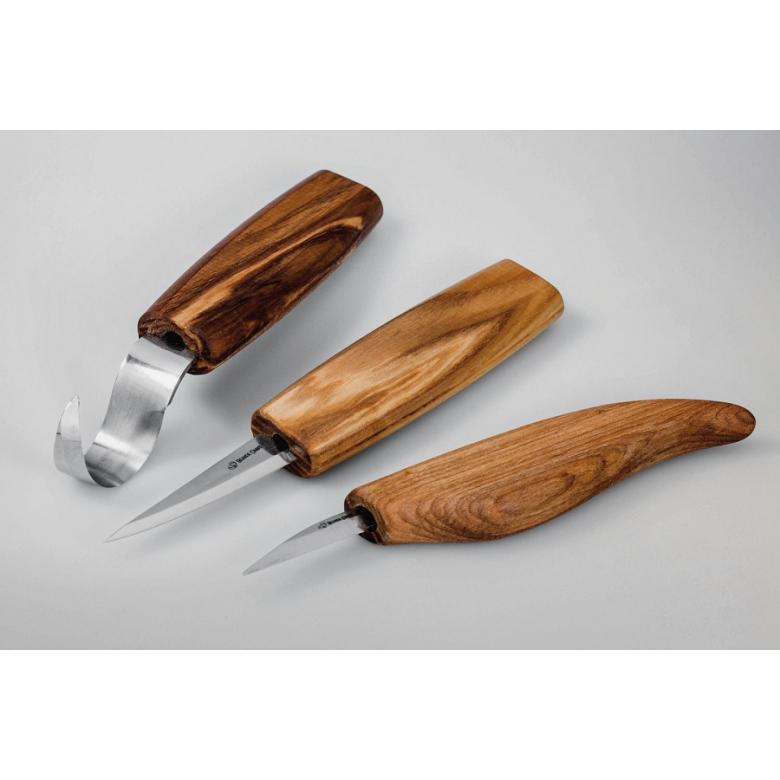 Beavercraft Zestaw 3 noży do rzeźbienia łyżek z akcesoriami do polerowania w etui S17