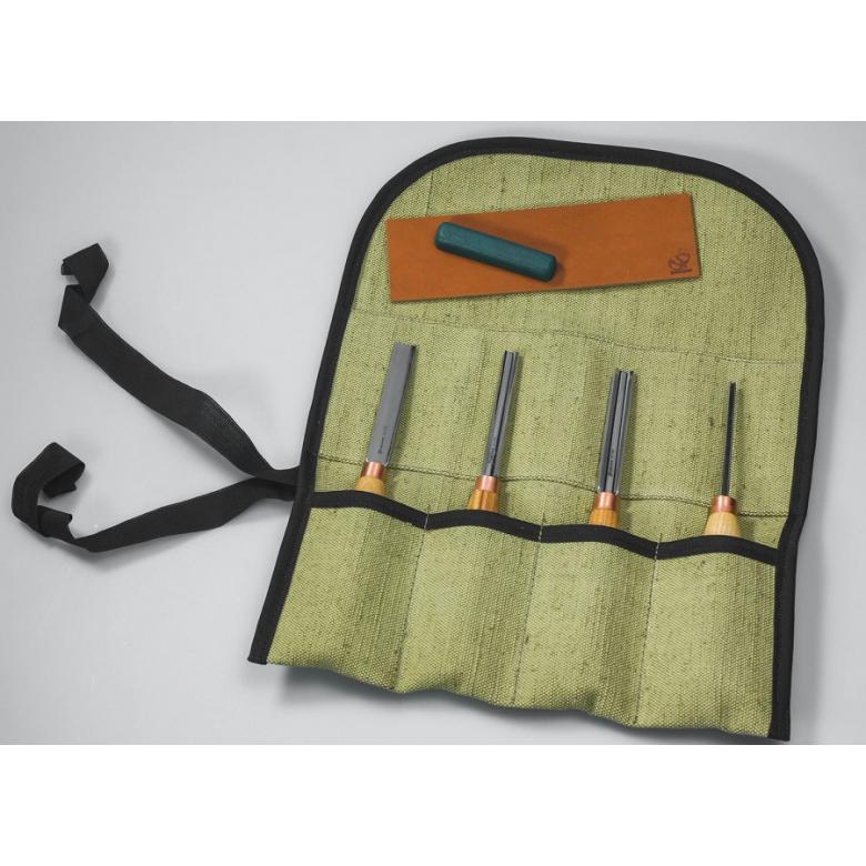 Beavercraft Zestaw 4 dłut profilowych do rzeźbienia + akcesoria do polerowania, w etui SC02