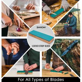 Beavercraft Jednostronna polerka ze skóry bydlęcej na drewnie w komplecie z pastą polerską zieloną (25g) LS4P1 2