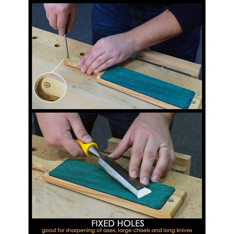 Beavercraft Dwustronna polerka ze skóry bydlęcej na drewnie w komplecie z pastą polerską zieloną (25g) LS1