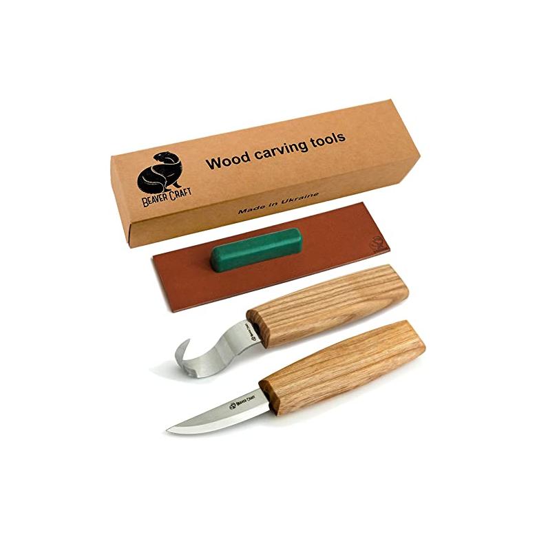 Beavercraft Zestaw do rzeźbienia łyżek (2 noże+akcesoria polerskie) SO1