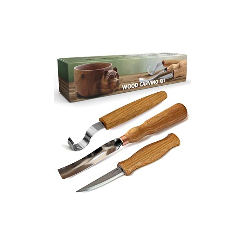 Beavercraft Zestaw 3 noży do rzeźbienia łyżek z akcesoriami do polerowania S14