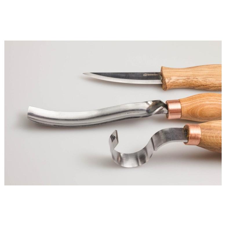 Beavercraft Zestaw 3 noży do rzeźbienia łyżek z akcesoriami do polerowania  S14