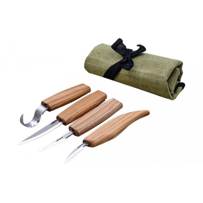 Beavercraft Zestaw 4 noży do rzeźbienia i łyżek etui z materiału SO9