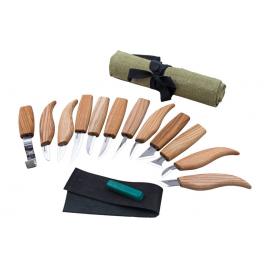 Beavercraft Zestaw do rzeźbienia nóże i noże do łyżek z akcesoriami etui 12szt S10