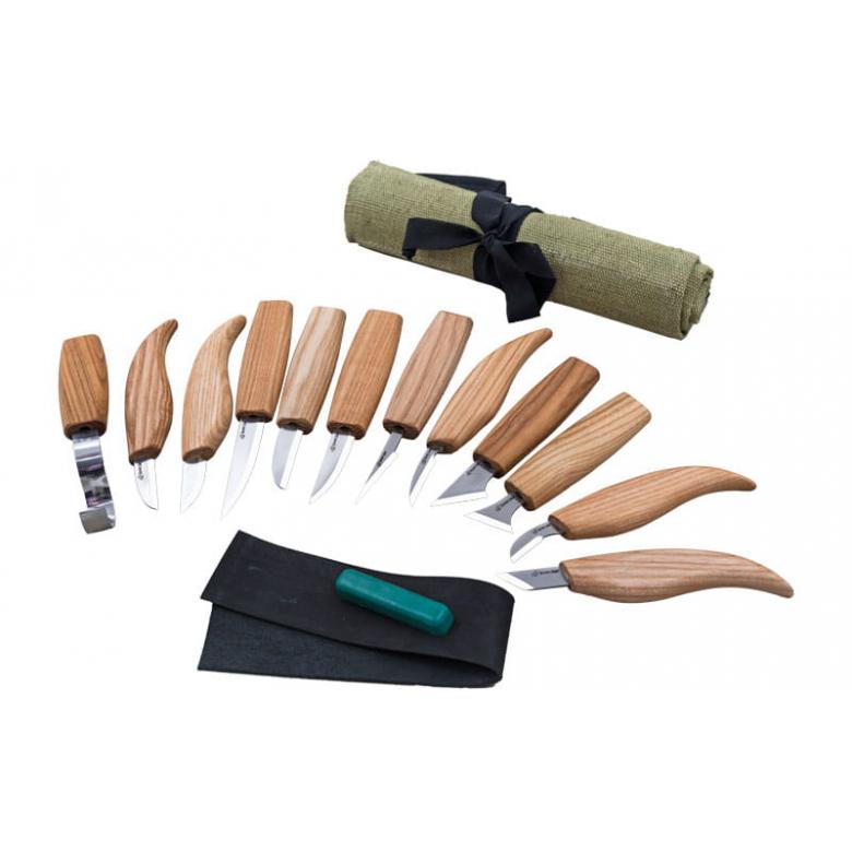 Beavercraft Zestaw do rzeźbienia nóże i noże do łyżek z akcesoriami etui 12szt S10