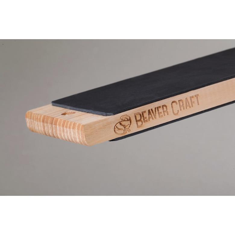 Beavercraft Mała dwustronna polerka ze skóry bydlęcej na drewnie w komplecie z pastą polerską zieloną (25g) LS6P1