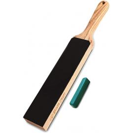 Beavercraft Mała dwustronna polerka ze skóry bydlęcej na drewnie w komplecie z pastą polerską zieloną (25g) LS6P1