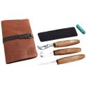 Beavercraft Zestaw do rzeźbienia 3 szt nóż, nóż do łyżek, dłuto w etui skórzanym S14X