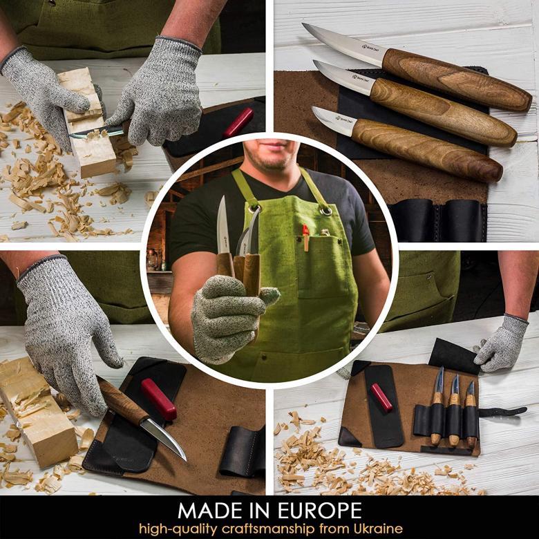 Beavercraft Zestaw 3 noży do rzeźbienia z akcesoriami polerskimi w etui S19X