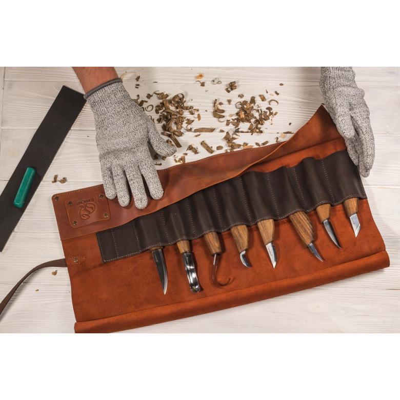 Beavercraft Zestaw do rzeźbienia nóże i dłuta z akcesoriami polerskimi w etui skórzanym 8 szt S18X