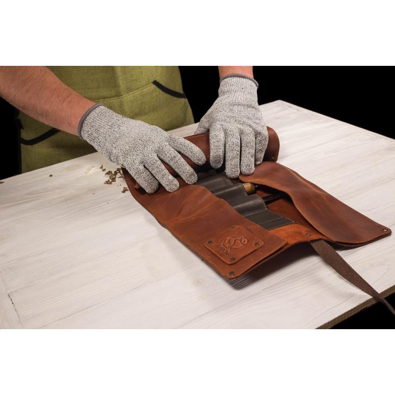 Beavercraft Zestaw do rzeźbienia nóże i dłuta z akcesoriami polerskimi w etui skórzanym 8 szt S18X