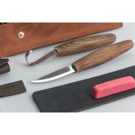 Beavercraft Zestaw do rzeźbienia łyżek 2 noże+akcesoria polerskie w etui skórzanym SO1X 2