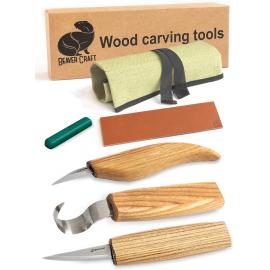 Beavercraft Zestaw 3 noży do rzeźbienia łyżek z akcesoriami do polerowania w etui S17