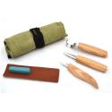 Beavercraft Zestaw 3 noży do rzeźbienia łyżek z akcesoriami do polerowania w etui S17