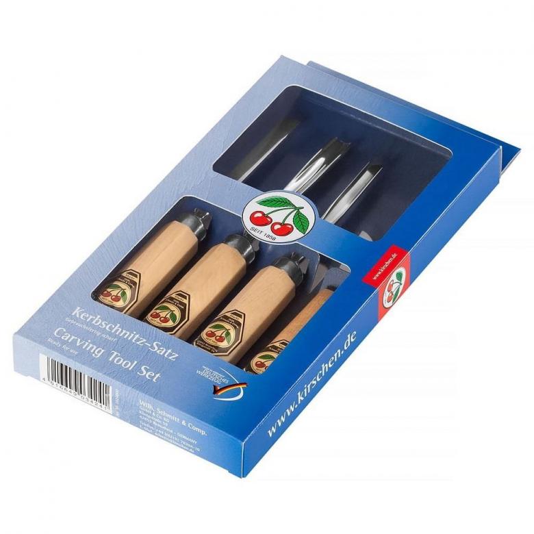 KIRSCHEN Dłuta snycerskie + nóż - zestaw 4 szt (3424000)