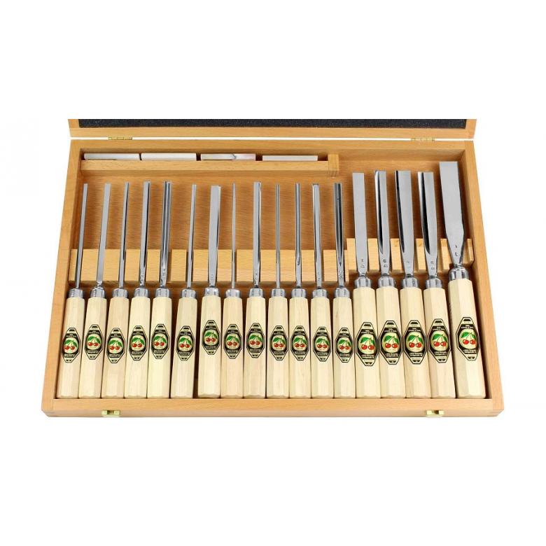 KIRSCHEN Zestaw dłuta rzeźbiarskie 18 szt + kamienie 4 szt (3155000)