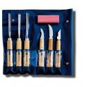 MHG GERMANY Dłuta i noże rzeźbiarskie + ostrzałka 6szt (1700.35)