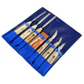 MHG GERMANY Dłuta i noże rzeźbiarskie + ostrzałka 6szt (1700.35) 2