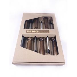 MHG GERMANY Dłuto stolarskie proste z grabową rękojeścią zestaw 6szt (70122.06) 2