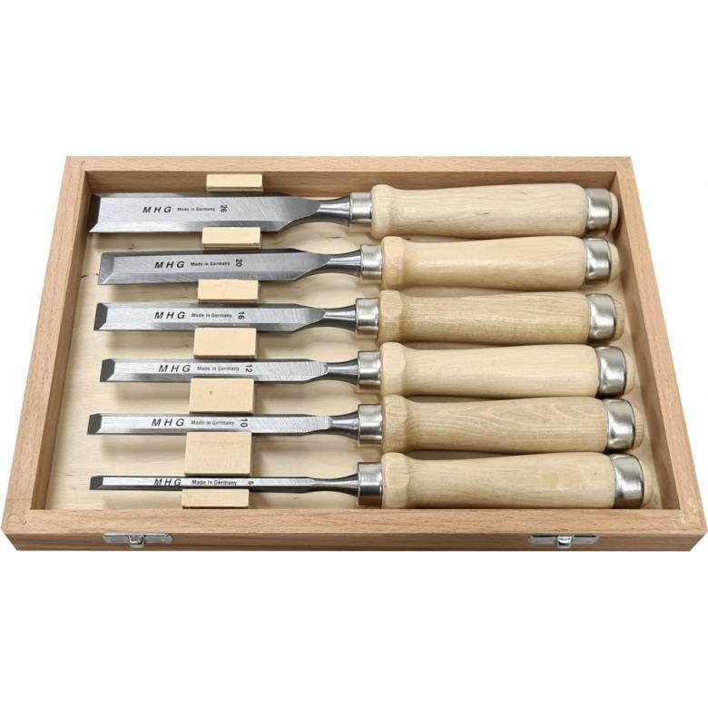 MHG GERMANY Dłuta stolarskie proste z grabową rękojeścią 6szt (13003.06)