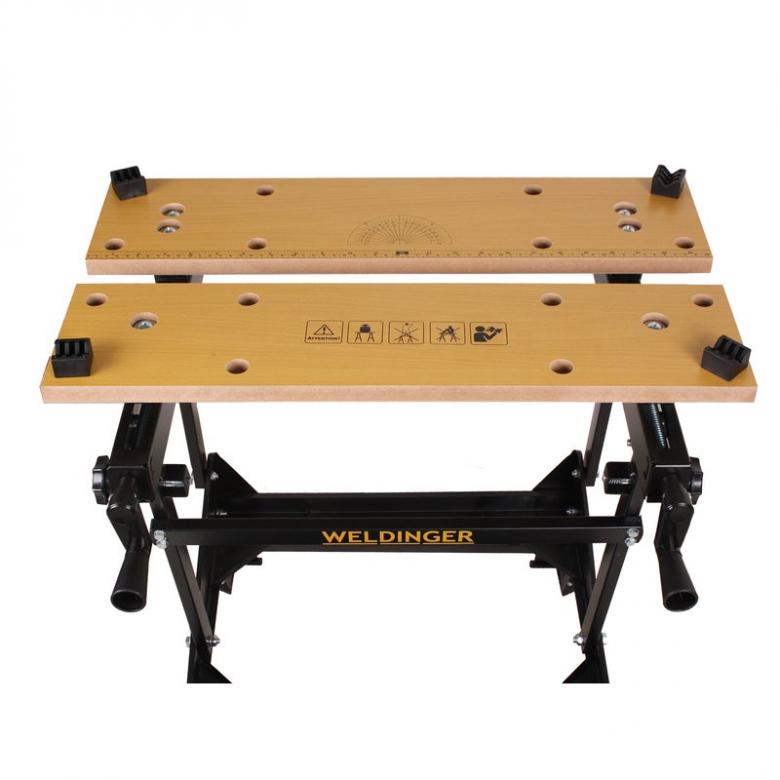 WELDINGER Składany stół warsztatowy 6-stopniowa regulacja, płyta bambusowa 3636
