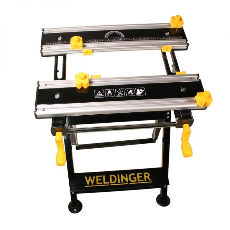 WELDINGER Składany stół warsztatowy 7-stopniowa regulacja, odchylana płyta z aluminium (stół roboczy) 4546