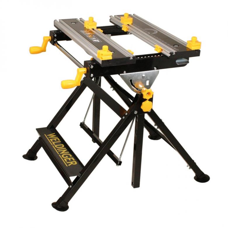 WELDINGER Składany stół warsztatowy 7-stopniowa regulacja, odchylana płyta z aluminium (stół roboczy) 4546