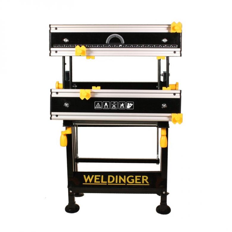 WELDINGER Składany stół warsztatowy 7-stopniowa regulacja, odchylana płyta z aluminium (stół roboczy) 4546