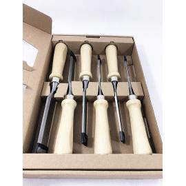 MHG GERMANY Dłuta stolarskie proste z grabową rękojeścią 6szt (13002.06) 2