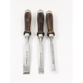 MHG GERMANY Dłuto stolarskie proste z grabową rękojeścią zestaw 3szt (13121.03) 2