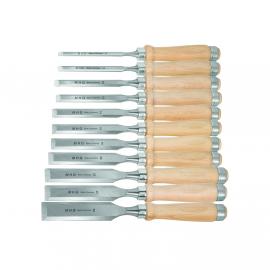 MHG GERMANY Dłuta stolarskie proste z grabową rękojeścią 11szt (13003.11) 2