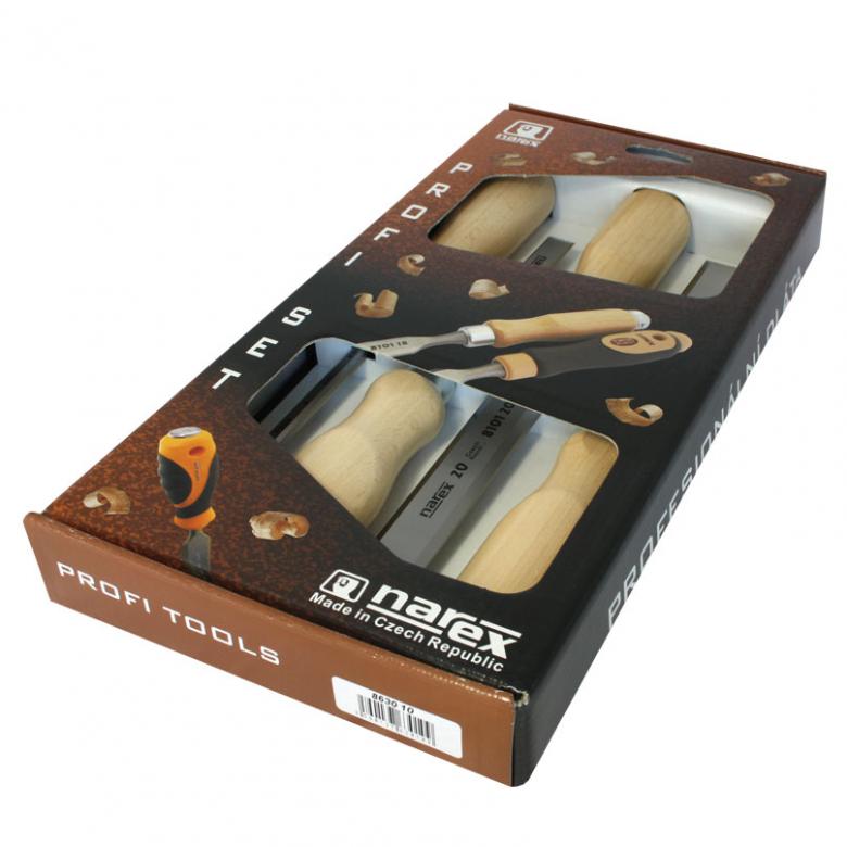 NAREX Dłuta stolarskie proste  WOOD LINE - zestaw 4szt 6-26mm (863010)