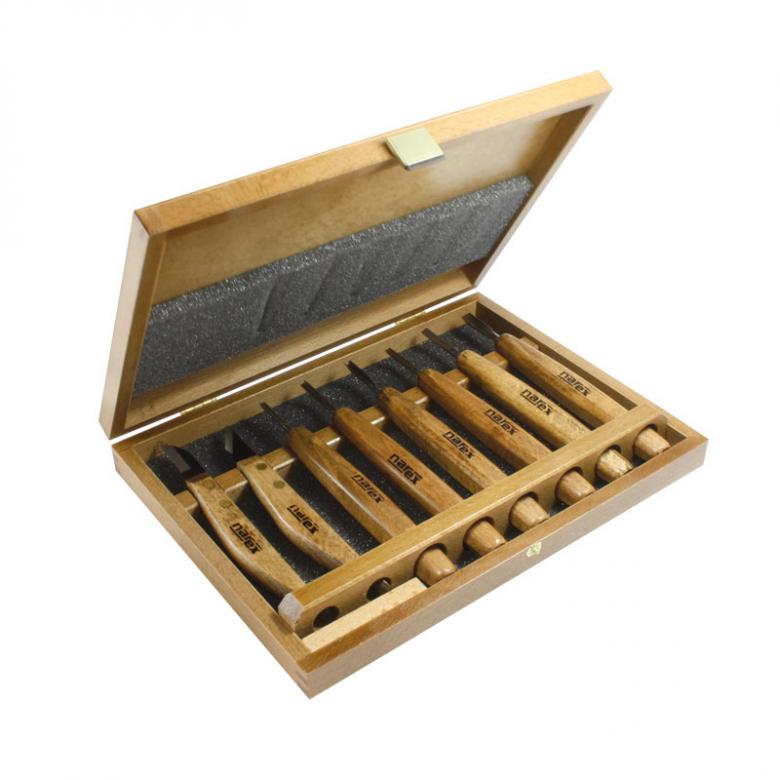 NAREX Dłuta i noże rzeźbiarskie krótkie do prac precyzyjnych PROFI - zestaw 8 części (869010)